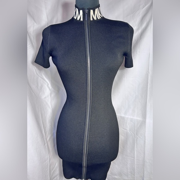 Micheal Kors Ribbed Stretch Front-Zip Body-con Dress - Picture 3 of 5